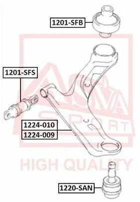 Сайлентблок переднего рычага задний, ASVA 1201SFB