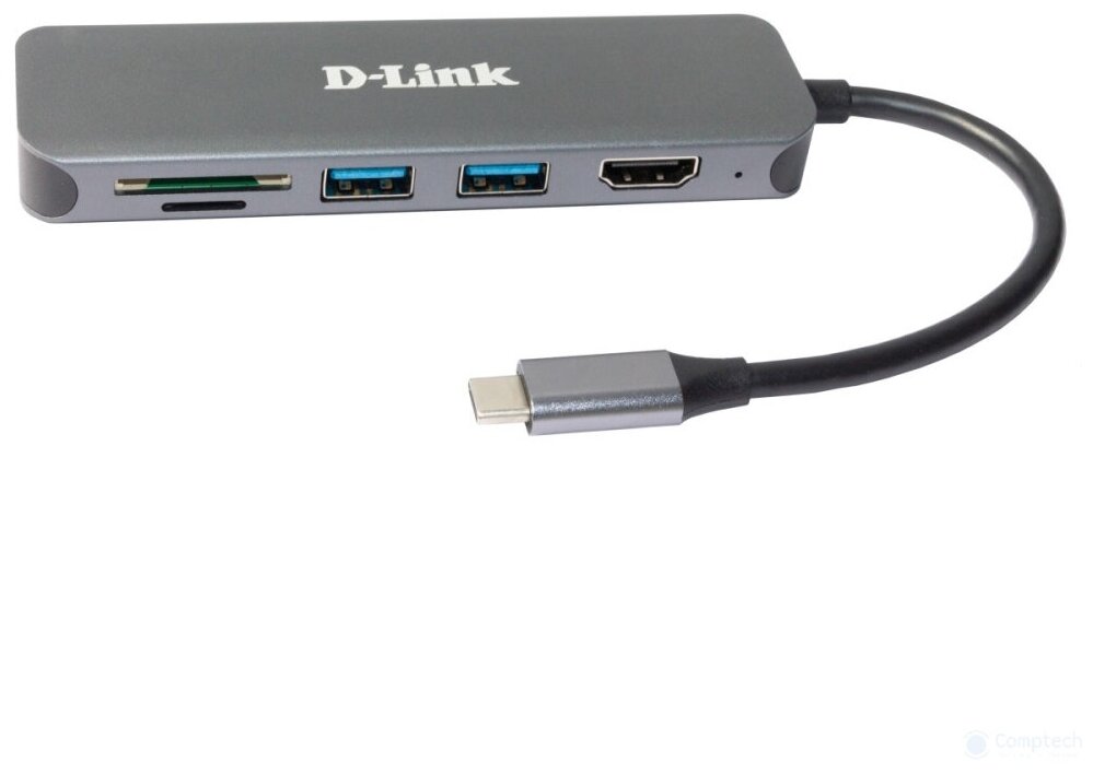 Разветвитель USB 3.0 D-link DUB-2327/A1A 2*USB3.0, USB-C/PD3.0, HDMI, SD/microSD Card Reader