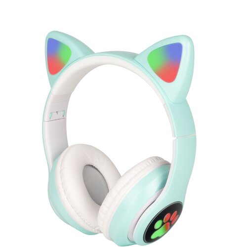 Светящиеся наушники с кошачьими ушками zKissfashion зеленые Беспроводные наушники-ободок детские Bluetooth Модель BE1201 122200₽