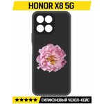 Чехол-накладка Krutoff Soft Case Розовый пион для Honor X8 5G черный - изображение