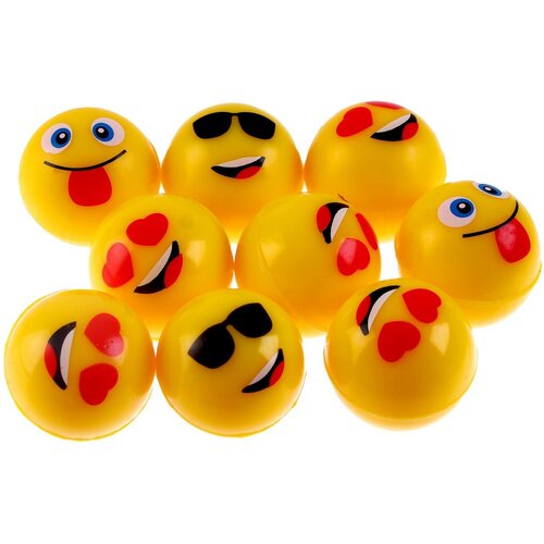 Мячики попрыгунчики каучуковые Смайлики 3,2 см. / 5 шт. мяч попрыгун радуга арт 17150 с ручками d50см