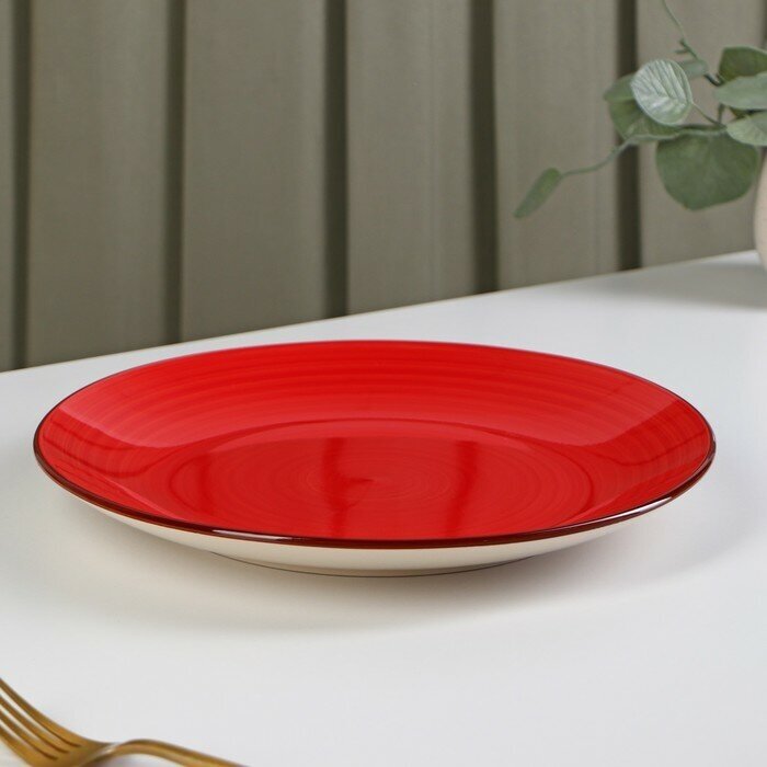 Доляна Тарелка керамическая обеденная Доляна «Морской мир», d=27 см, цвет красный