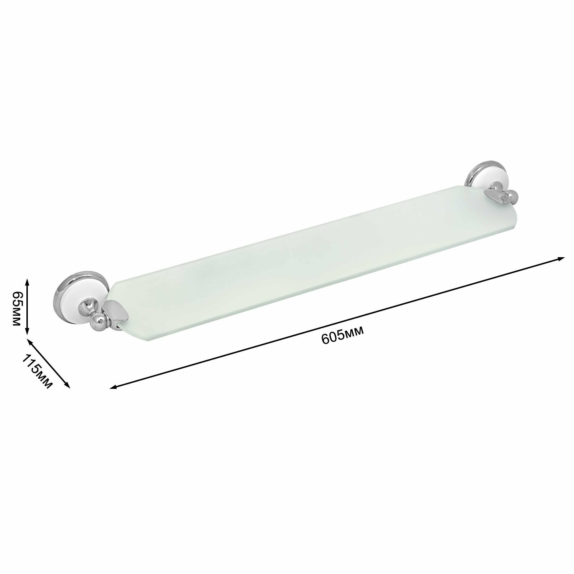 Полка стеклянная Solinne, B-51111, хром, стекло-сатин, Коллекция Blanco 2552.391 - фото №19