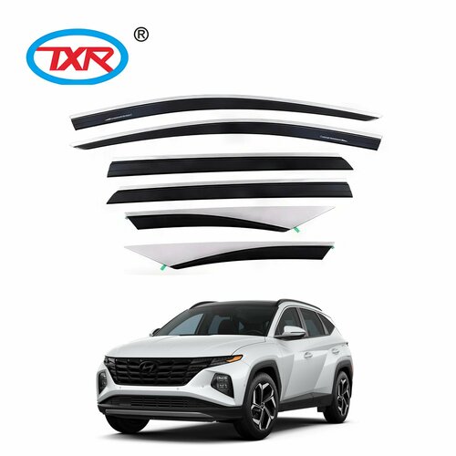 Дефлекторы окон TXR для Hyundai Tucson 2021+ Черные с хромом 6 шт