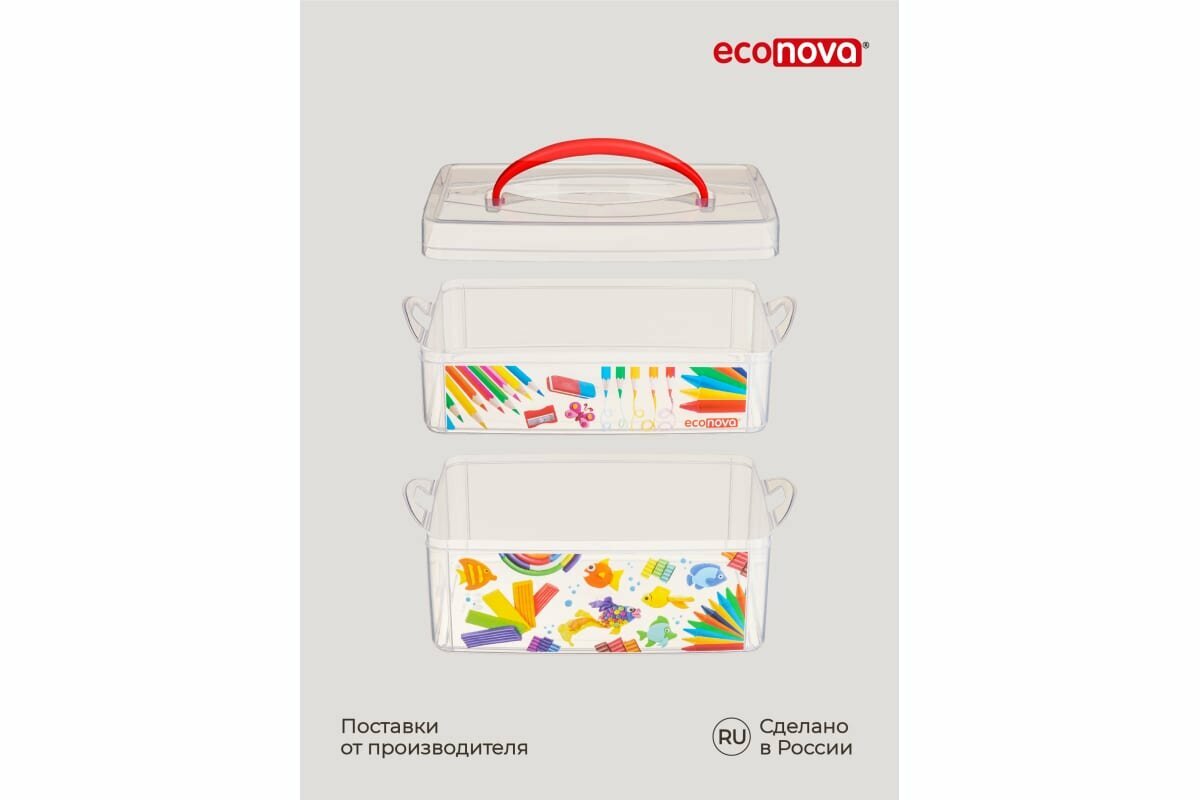 Econova Коробка универсальная с ручкой и декором Art Box - фото №16