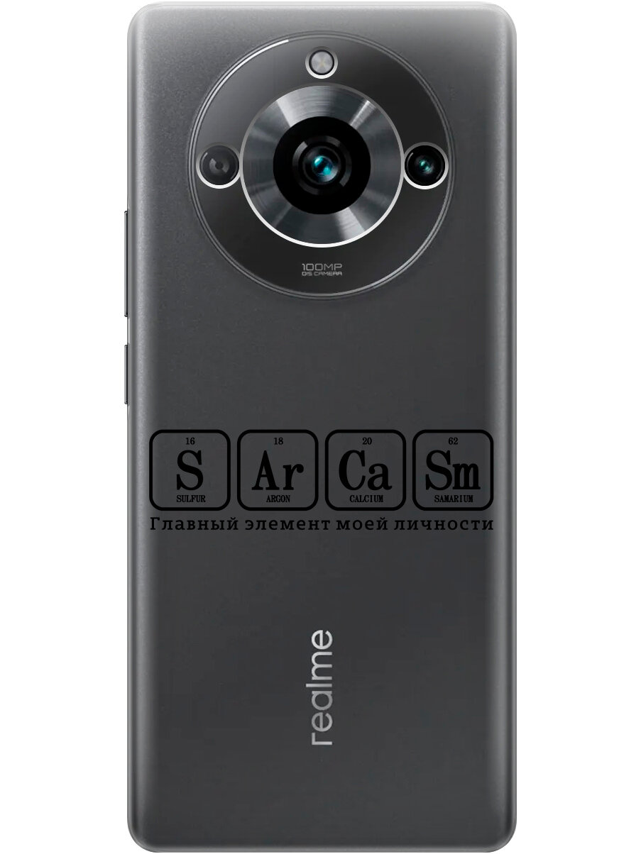 Силиконовый чехол на Realme 11 Pro, 11 Pro+, Рилми 11 Про, 11 Про + с 3D принтом "Sarcasm Element" прозрачный — фото 1