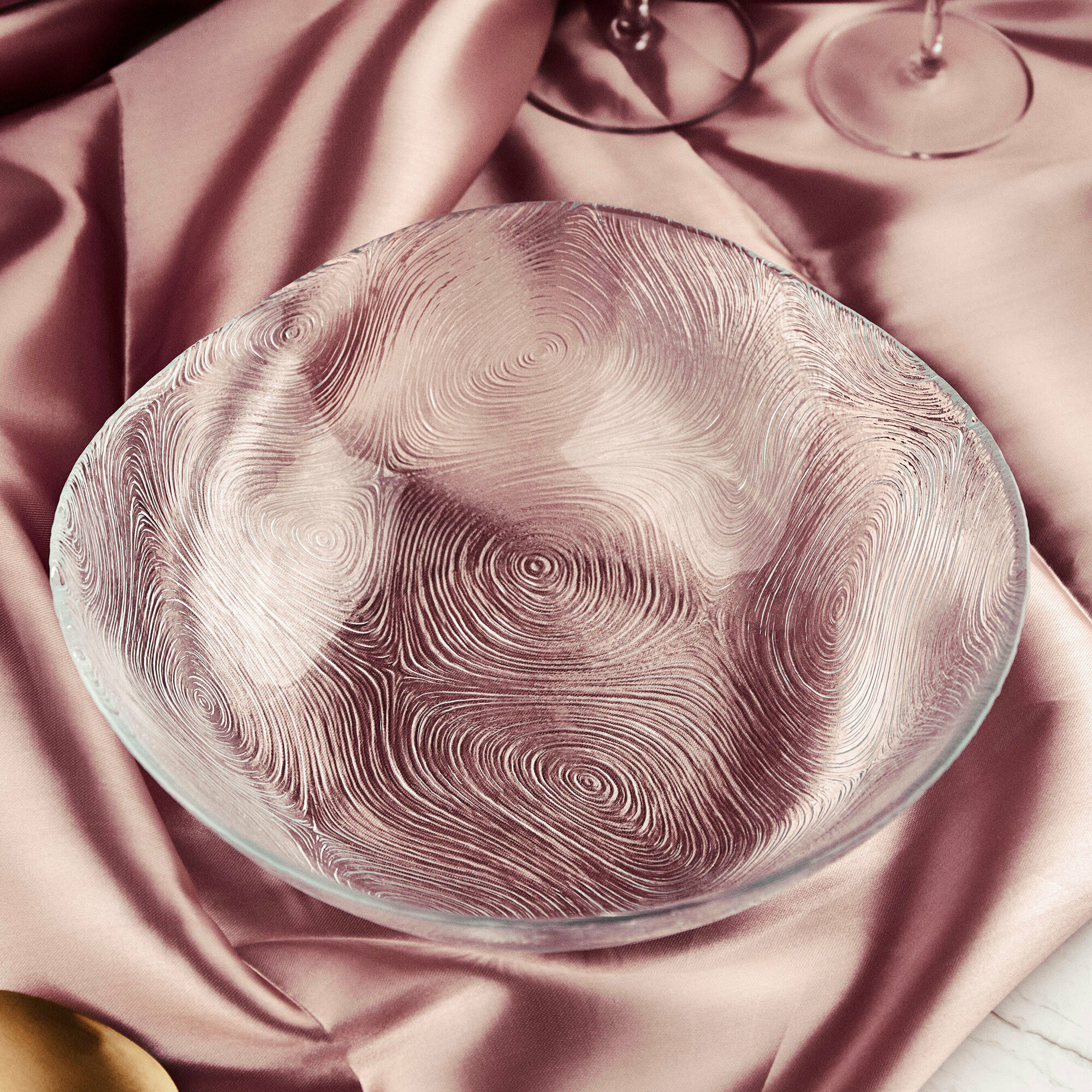 Изображение Салатник стеклянный прозрачный 253 мм, Pasabahce, большой, глубокий, рельеф