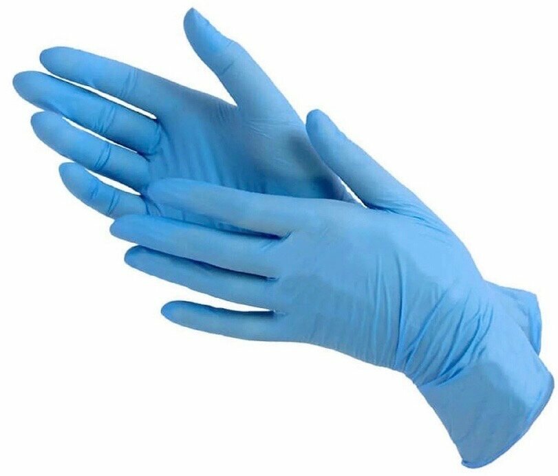 Перчатки смотровые Wally Plastic текстурированные, винил/нитрил, 50 пар, размер: M, цвет синий, 1 уп.