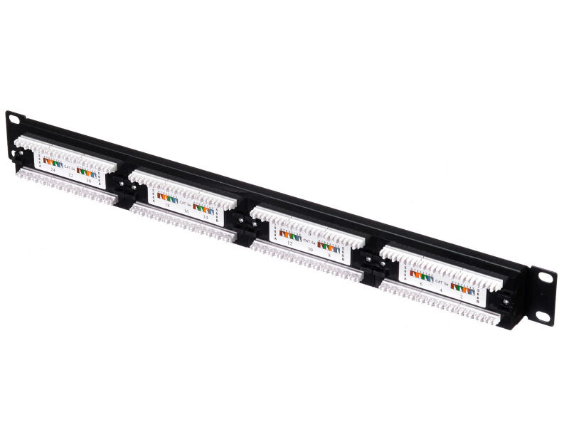 Патч-панель UTP, 19", 24 портов RJ45, cat.5e, 1U, Krone Type — фото 1