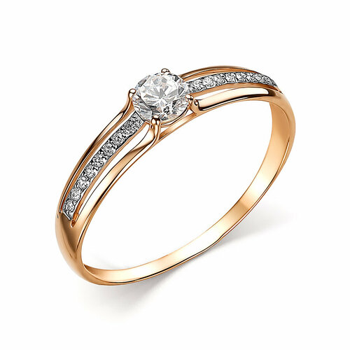 Кольцо Яхонт, золото, 585 проба, фианит, размер 16, бесцветный