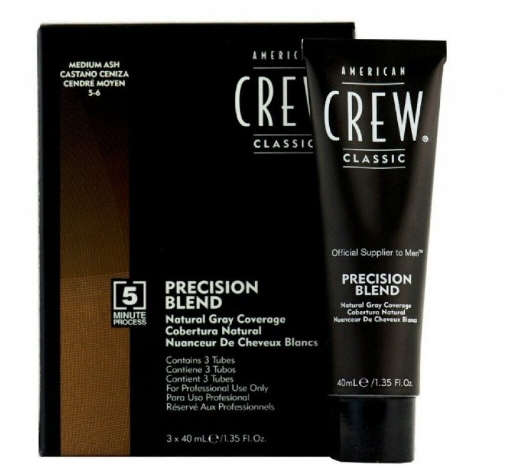 American Crew Precision Blend краска-камуфляж для седых волос, 5/6 пепельный, 120 мл — фото 1