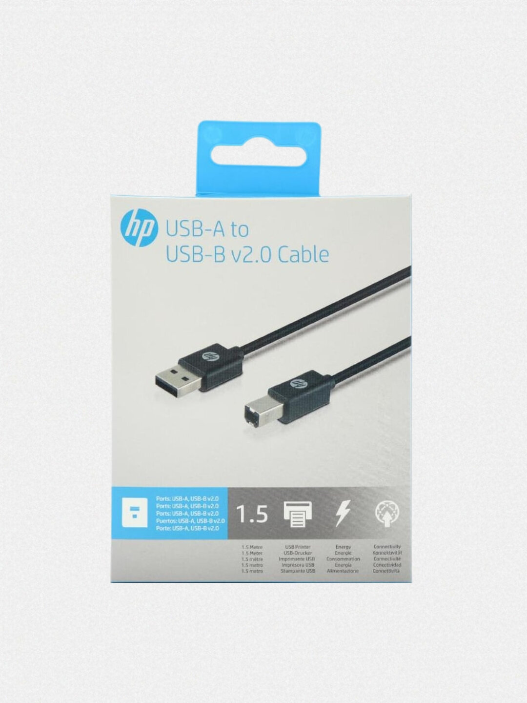 Кабель Hewlett Packard, USB-А to USB-В v2.0, длина 1,2 м, черный, силиконовый