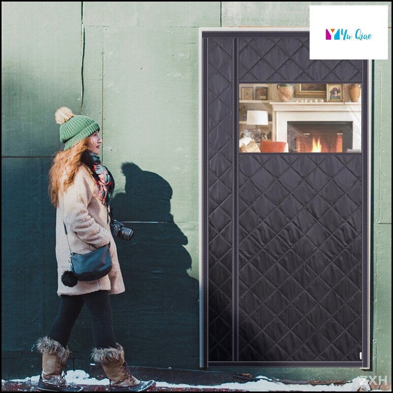 Эксклюзивное дверное одеяло из хлопка с термоизоляцией 120x200 см черного цвета обеспечивающее надежную защиту от ветра и шума сохраняющее тепло в зимний период и прохладу летом оснащенное правой ручкой для удобства эксплуатации.