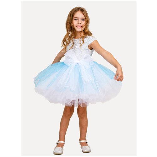 Платье Laura, размер 134, белый, голубой