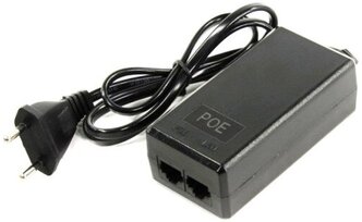 PoE инжектор Orient SAP-C48POE 48В вилка 220 на проводе 0.5A блок питания видеонаблюдения, вход/выход: RJ45 PoE тип B