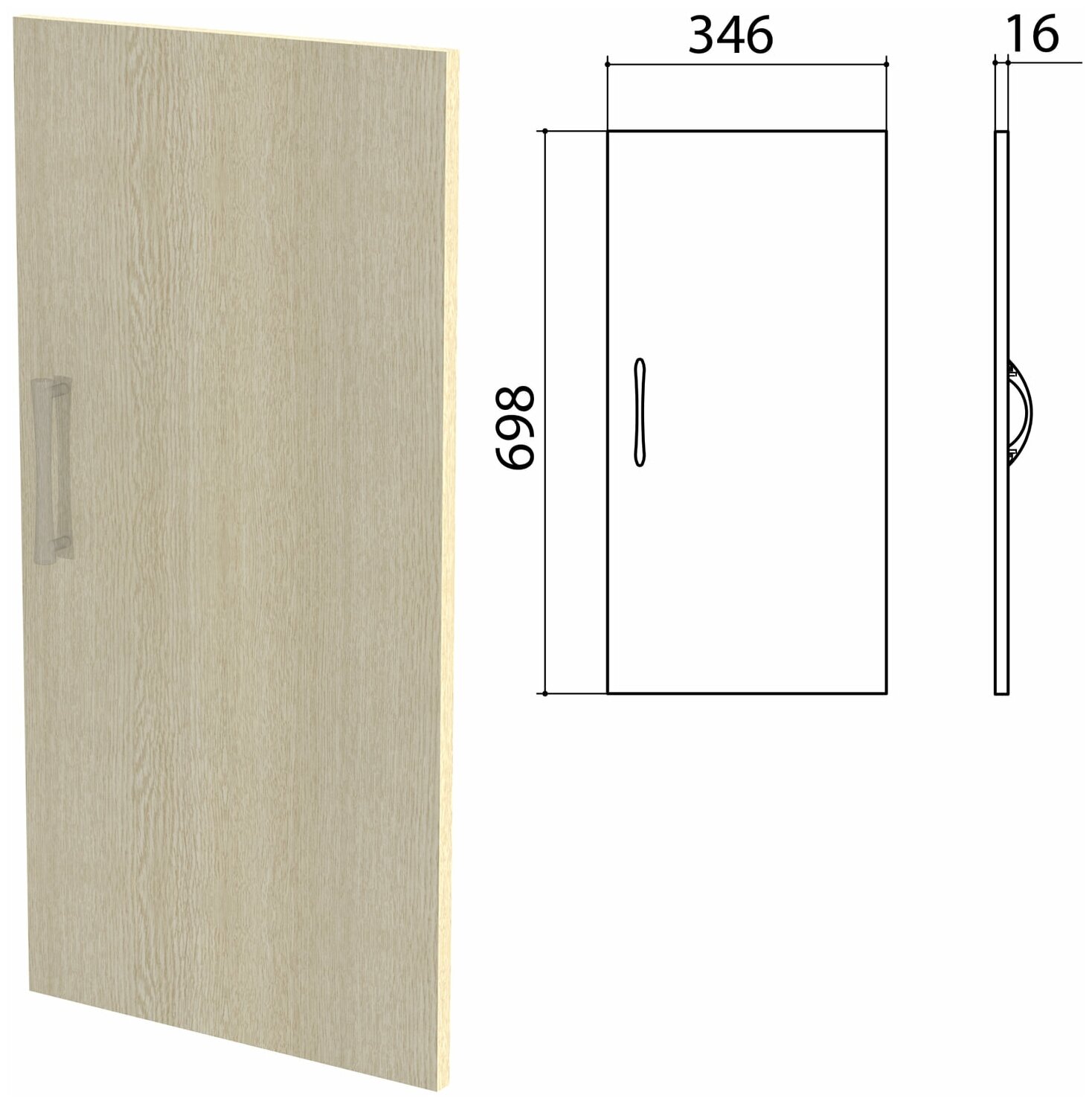 Дверь ЛДСП низкая "Канц" 346х16х698 мм, цвет дуб молочный, ДК32.15 - фотография № 1