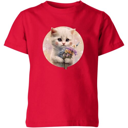 Футболка Us Basic, размер 4, красный детская футболка котенок с цветами 164 красный