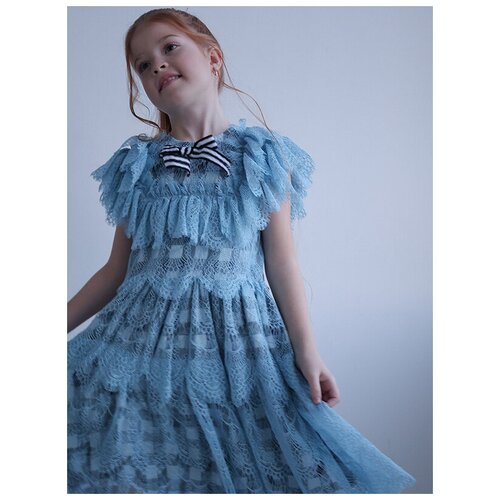 фото Платье leya.me, хлопок, нарядное, однотонное, размер 146, голубой