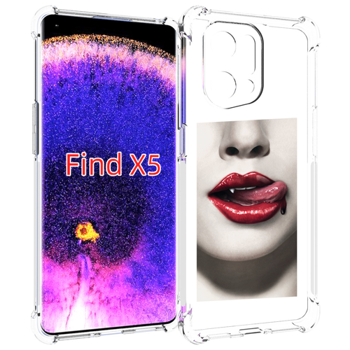 Чехол MyPads губы-вампирши для Oppo Find X5 задняя-панель-накладка-бампер