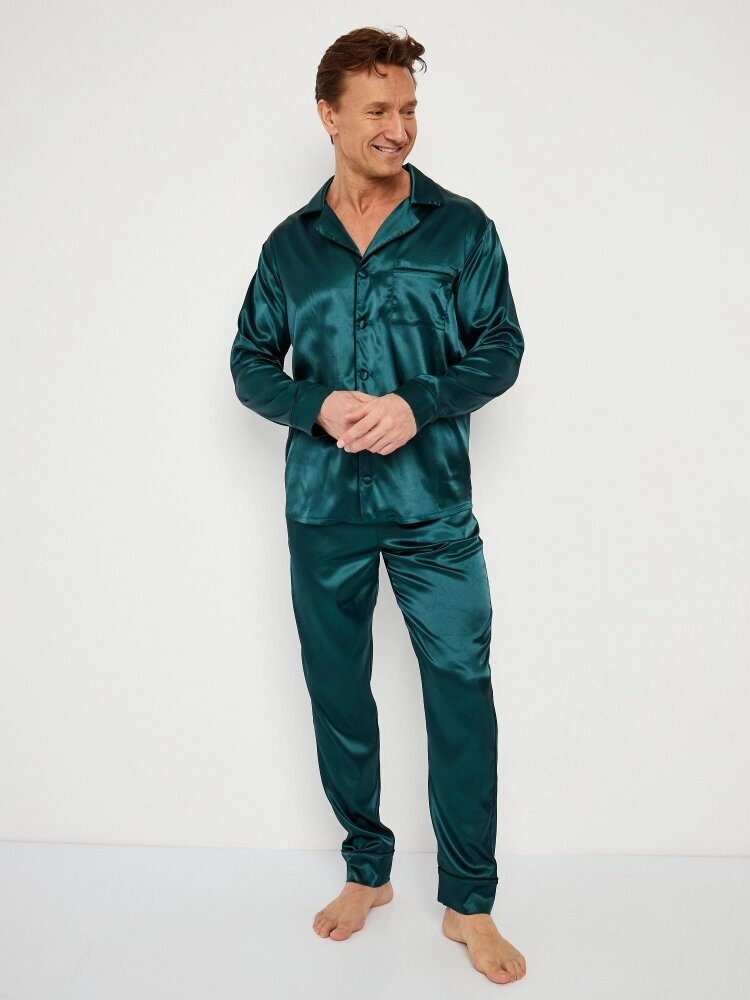 Пижама Малиновые сны, карманы, размер 52, зеленый