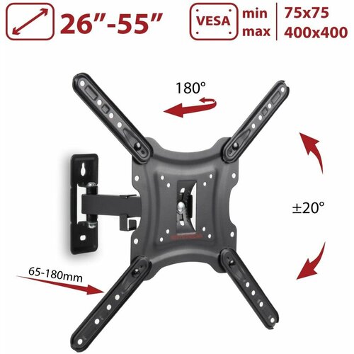 Кронштейн на стену Arm Media LCD-403, черный тв кронштейн hama h 108716 черный 32 56 макс 30кг настенный наклон