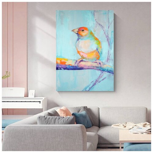 Картина на стену в комнату/гостиную/зал/спальню "Живописная птица", арт холст на подрамнике, 40х60 см