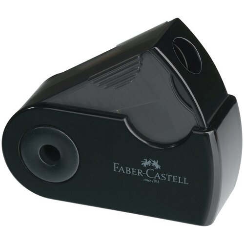 Комплект 12 шт, Точилка пластиковая Faber-Castell Sleeve Mini 1 отверстие, контейнер, черная faber castell точилка jelly 12 шт микс