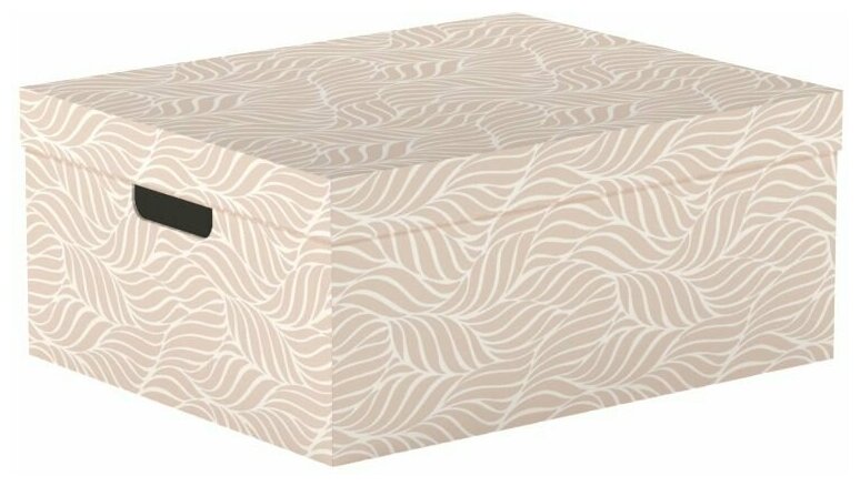 Картонная коробка с крышкой , складная, для хранения, цвет пудровый Листья, 28х37х18 см