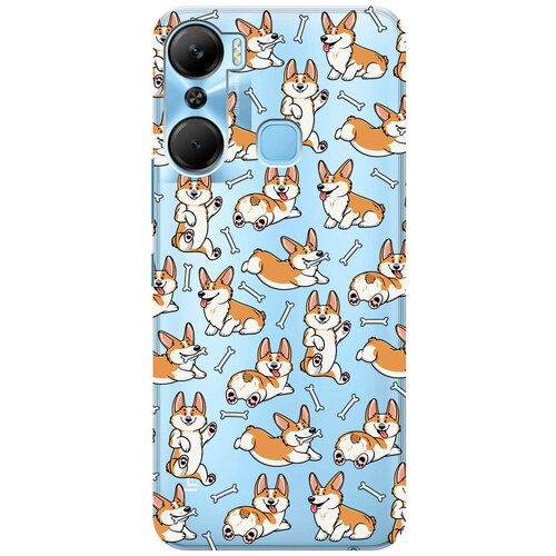 Силиконовый чехол с принтом Corgi Pattern для Infinix Hot 12 Pro / Инфиникс Хот 12 Про матовый soft touch силиконовый чехол на infinix hot 12 pro инфиникс хот 12 про с 3d принтом avo swimming черный