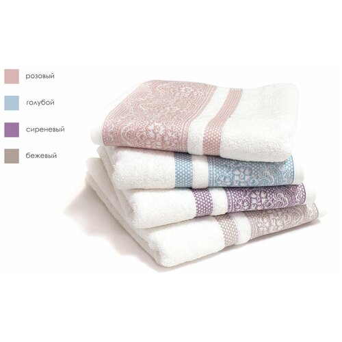 Махровое полотенце с жаккардом 50x100 (1 шт) Damario Tivolyo (розовый), Полотенце 50x100