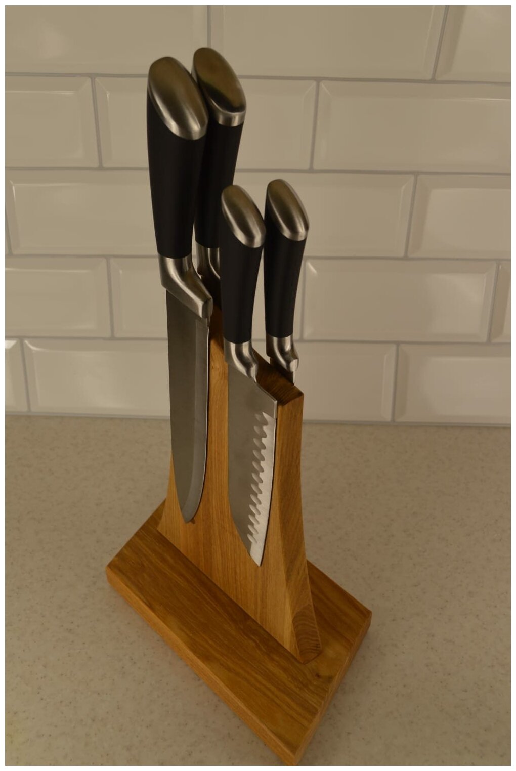 Магнитная подставка держатель для кухонных ножей из ясеня - фотография № 5
