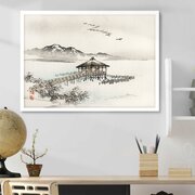 Постер "Рисунок японского художника" 40 на 50 в белой рамке / Картина для интерьера / Плакат / Постер на стену / Интерьерные картины