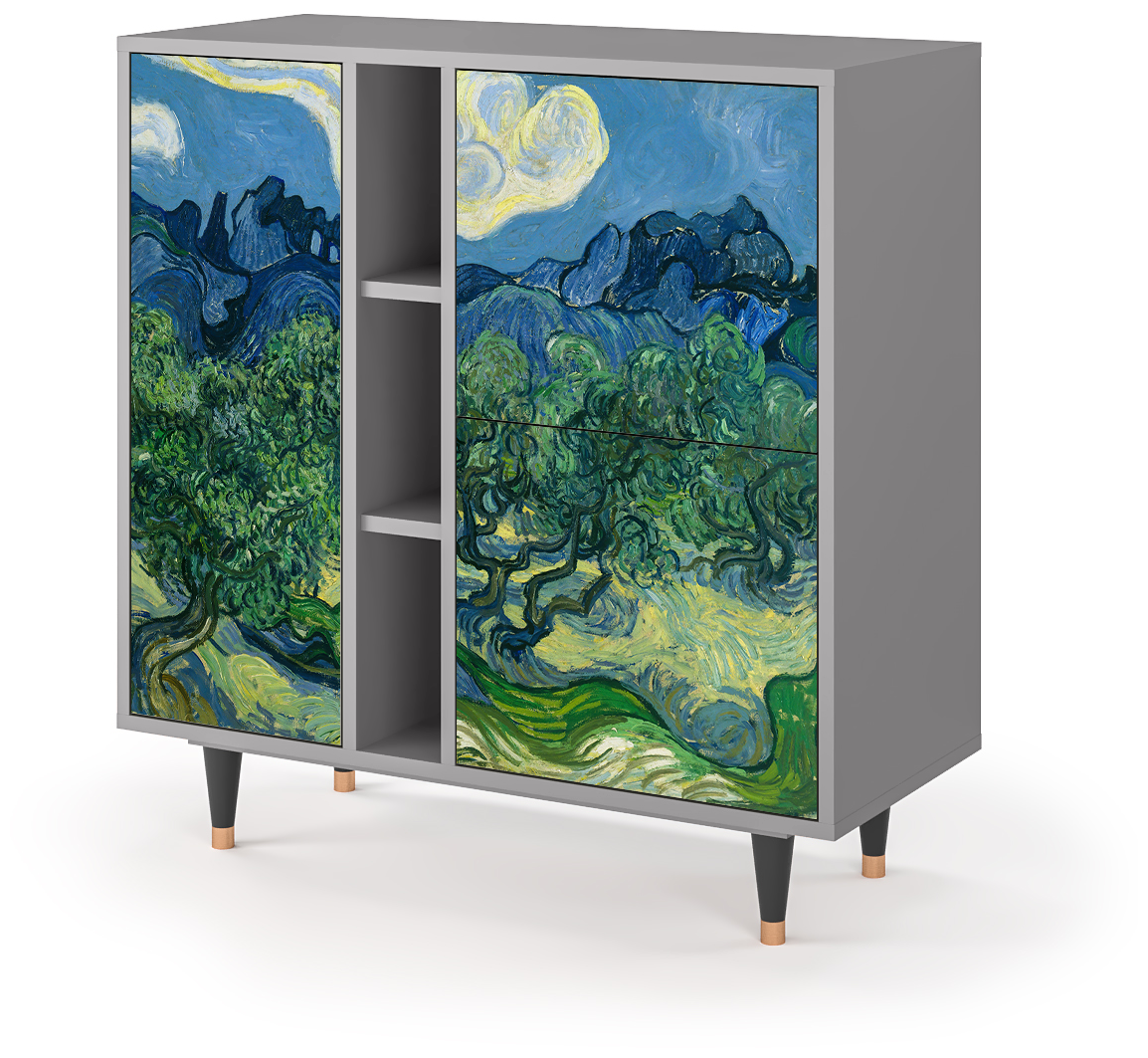 Комод - STORYZ - BS5 The Oil Trees by Van Gogh, 94 x 96 x 41 см, Серый