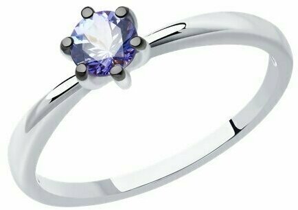 Кольцо Diamant online, белое золото, 585 проба, танзанит