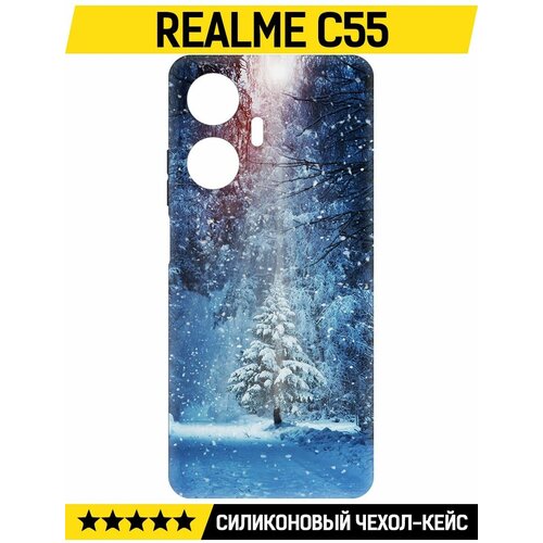 Чехол-накладка Krutoff Soft Case Лесная ель для Realme C55 черный
