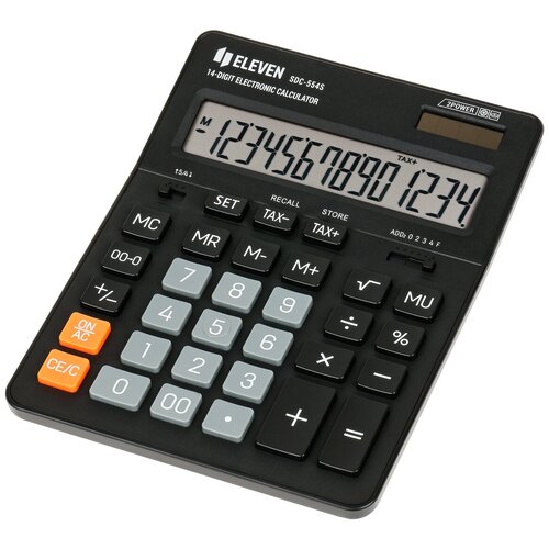 калькулятор настольный eleven sdc 554s 14 разрядов двойное питание 155×205×36мм черный Калькулятор настольный Eleven SDC-554S, 14 разрядов, двойное питание, 155*205*36мм, черный