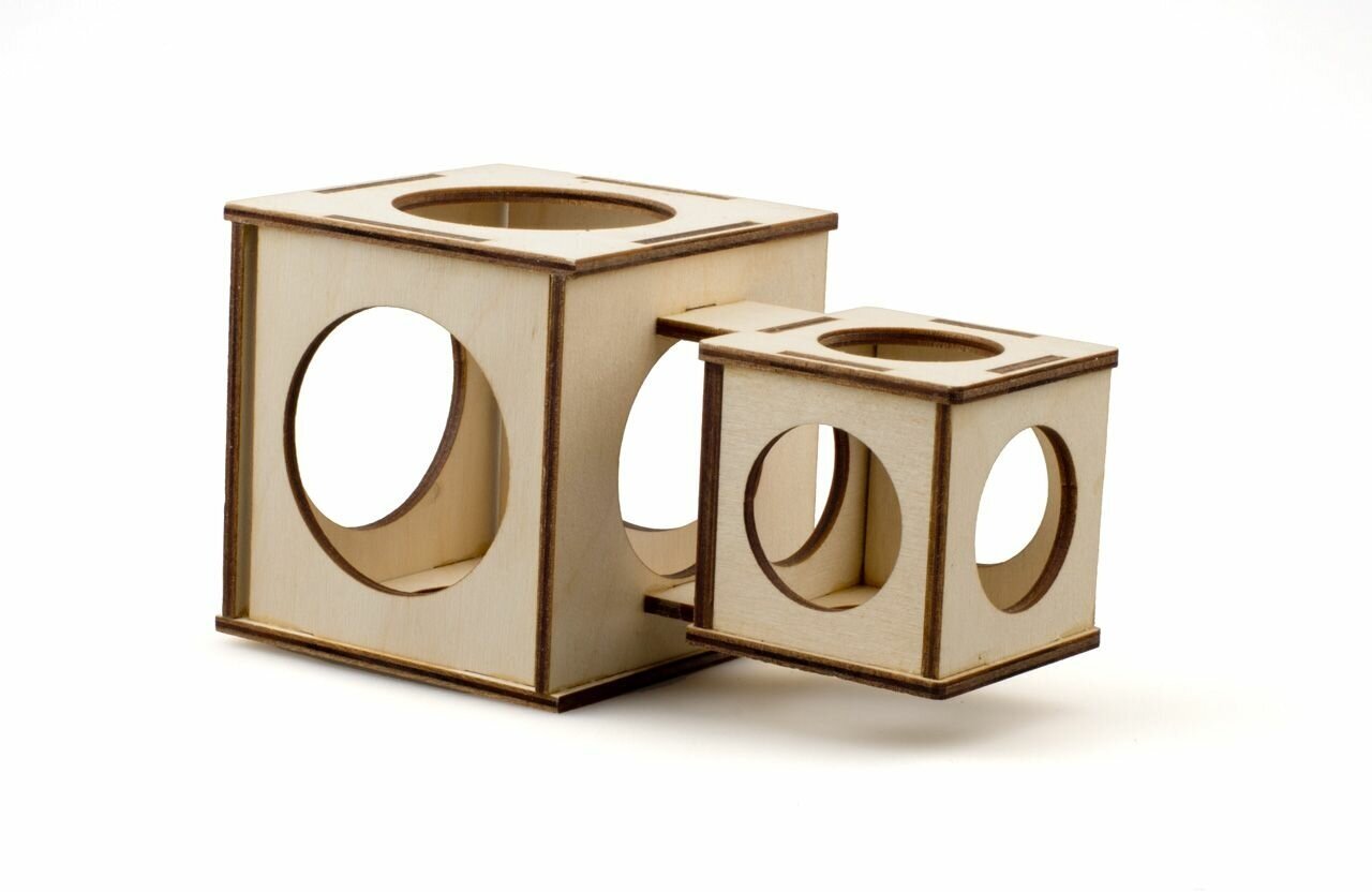 Вака Домик для грызунов деревянный, "Кубик двойной", 9х9х16 см