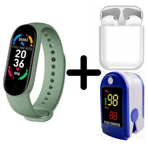 Умные часы BandRate Smart BRSM66BGN-SET5 с беспроводными наушниками и пульсометром фитнес-трекером будильником 485000₽