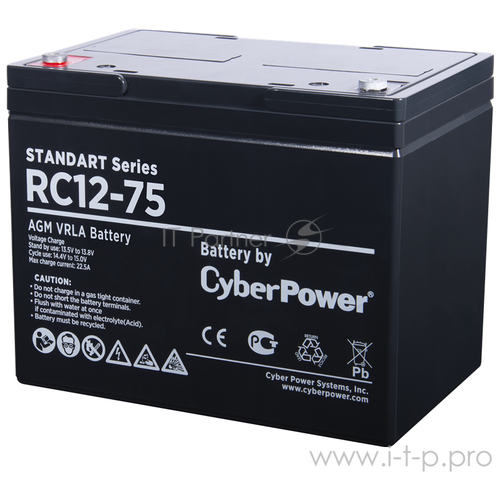 Battery CyberPower Standart series RC 12-75 / 12V 75 Ah battery cyberpower standart series rc 12 250 12v 250 ah