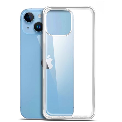 Чехол на Apple iPhone 14 Plus (Эпл Айфон 14 + ) прозрачный силиконовый с защитой (бортиком) вокруг камер, Brozo силиконовый чехол mcover для apple iphone 14 plus с рисунком герб и орнамент