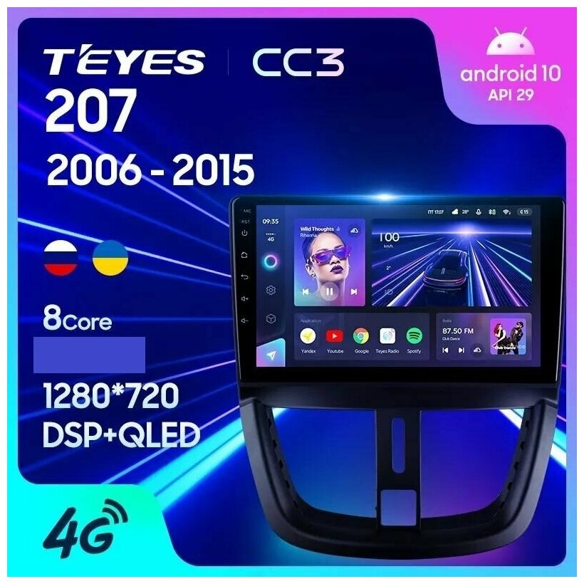 Магнитола TEYES PEUGEOT 207 CC3 6/128ГБ