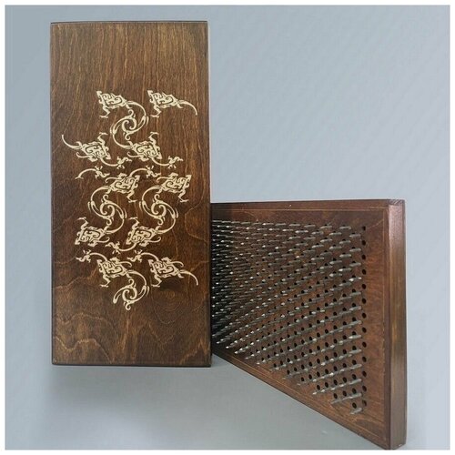 фото Доска садху с динамическими гвоздями, шаг 10мм, цвет венге модель цветы орнамент - 1355 сила души и тела