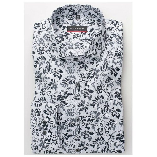 фото Рубашка eterna modern fit длинный рукав серого цвета