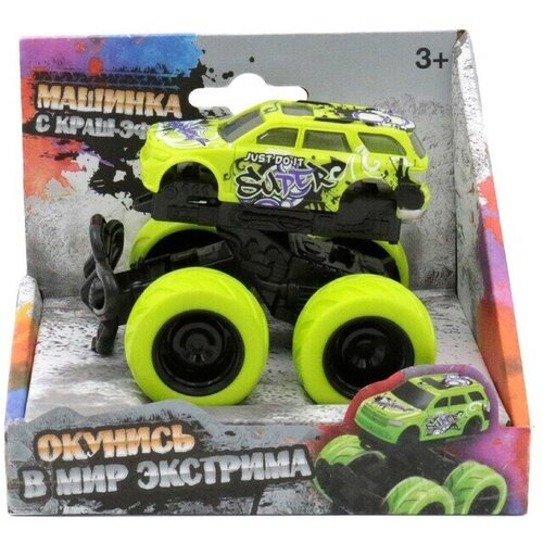 Машинка с краш-эффектом Funky Toys 4х4, пул бэк, цвет зелёный машинка с краш эффектом funky toys 4х4 пул бэк цвет голубой