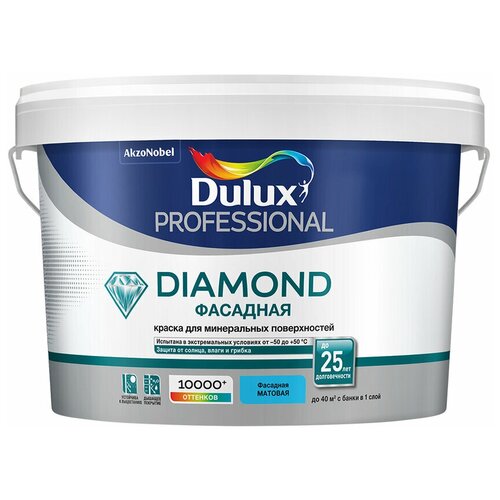 Краска водно-дисперсионная фасадная Dulux Professional Diamond основа BC 2,25 л краска водно дисперсионная dulux trade diamond matt матовая белый 4 5 л