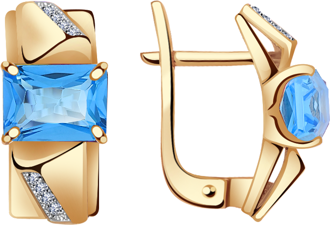 Серьги Diamant online, красное золото, 585 проба, топаз, фианит