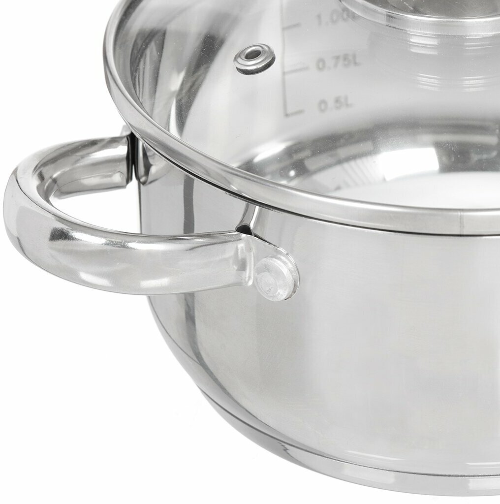 Набор посуды нержавеющая сталь, 6 предметов, кастрюли 1.6,3.1,5.4 л, индукция, Daniks, Оптима, GS-01201-6S