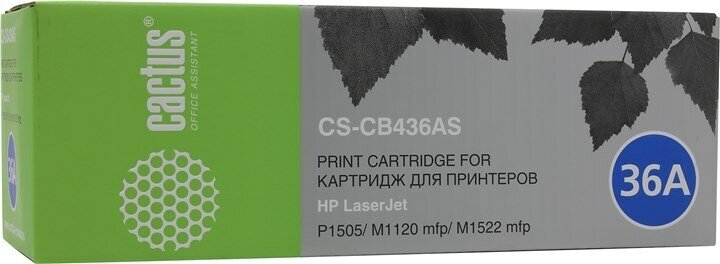 Картридж Cactus CS-CB436AS, черный, 2000 страниц, совместимый для LaserJet M1120 / M1120n / M1522n / M1522nf / P1505 / P1505n