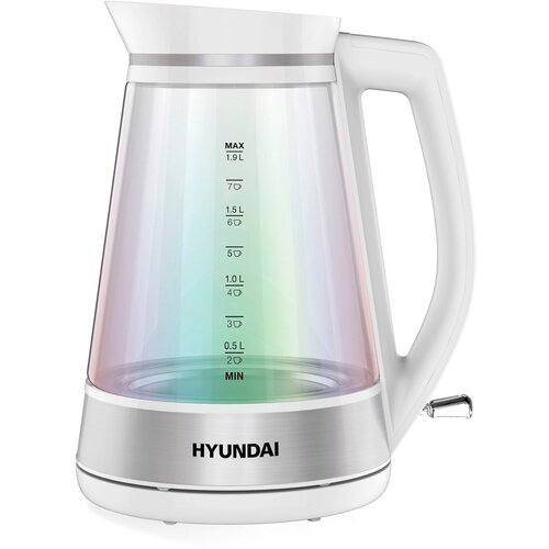 Чайники электрические и термопоты HYUNDAI Чайник электрический Hyundai HYK-G3037 1.9л. 3000Вт белый/прозрачный (корпус: стекло)