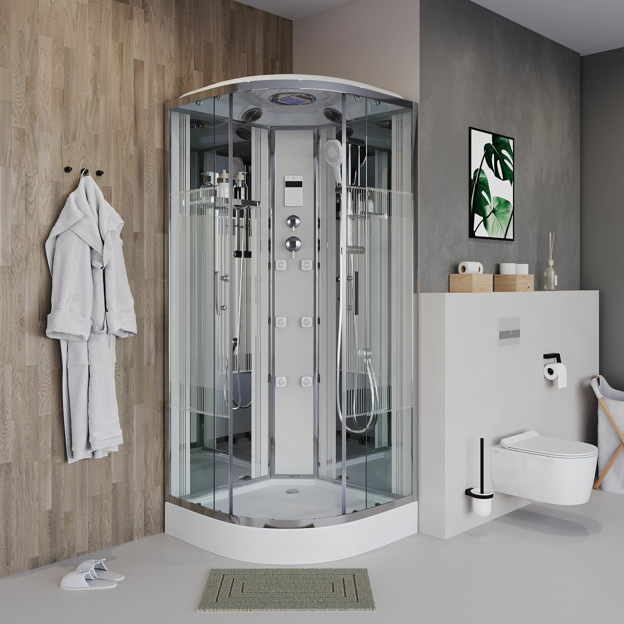 Душевая кабина Niagara NG-7012-01 120х120 см со стеклами в полоску